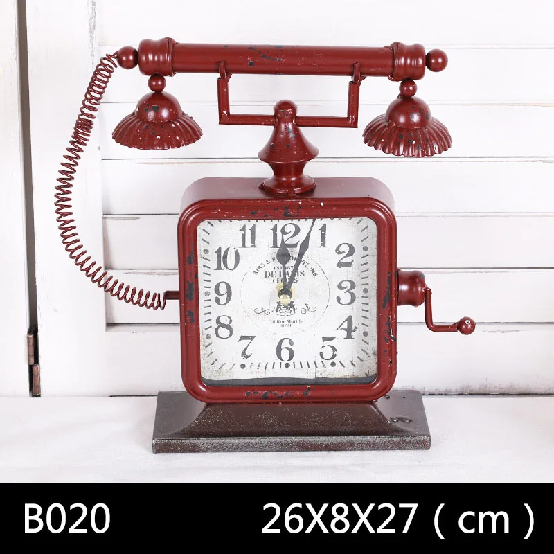 Европейский стиль старомодный телефон Стиль s настольные часы креативное модное железо дома relogio de mesa уникальные настольные домашние настольные часы - Цвет: Красный