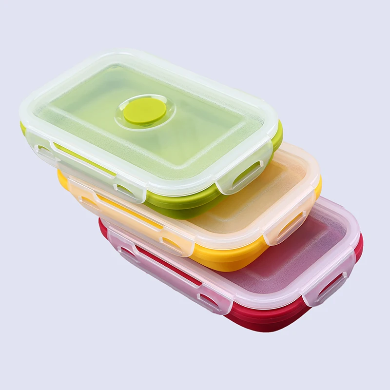 

Portable Folding Microwave Lunch Box 500ML Bowl Food-Grade Silicone Collapsible Outdoor Picnic Storage Boite Lunch Bento Boxes