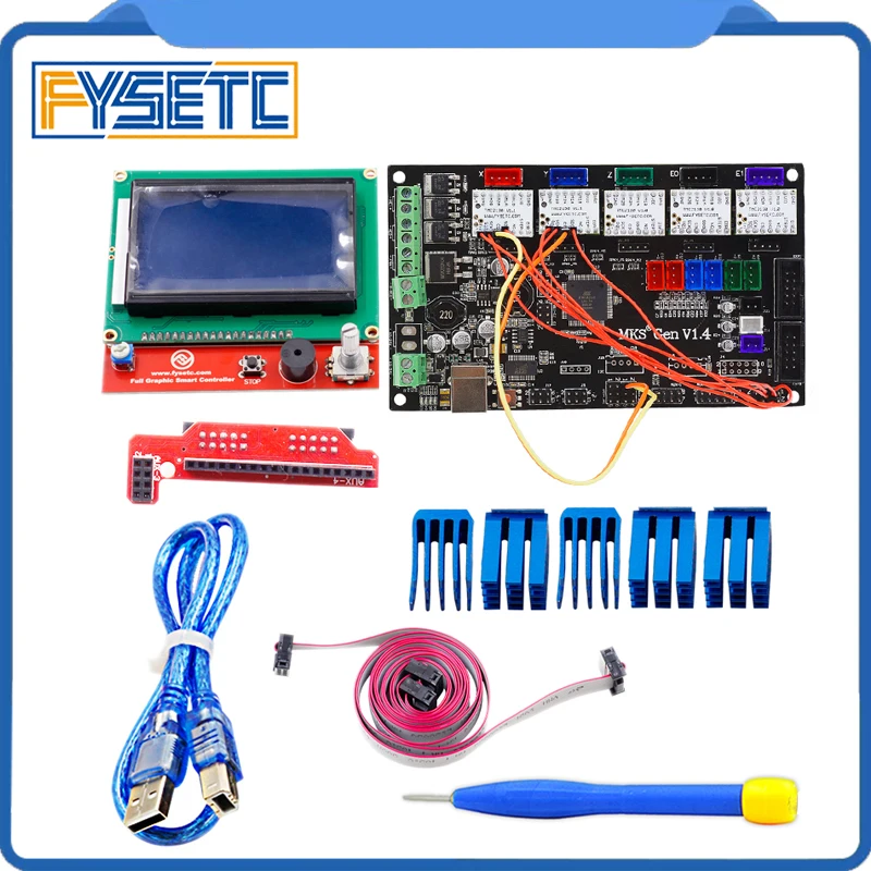 

1 Set Gen V1.4 Integrated Mainboard + 2Pcs SPI TMC2130V1.1 + 3pcs TMC2130 V1.0 Stepper Driver + 12864 LCD Display Screen