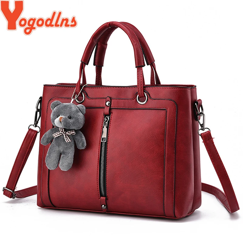 Yogodlns متوسط كبير قدرة السيدات اليد سستة الدب حزام موضوع التسوق مكتب المرأة crossbody حقيبة كتف حقائب