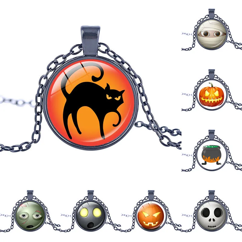 Halloween necklace black cat Photo picture charm handmade pendants