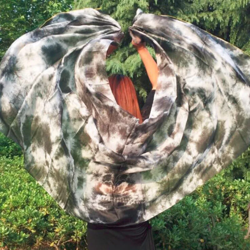 

New tie-dye 100% real Silk Belly Dance Veils nice Gradient color Silk Shawl for Dancing Stage Performance silk hand-Scarf Props