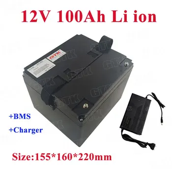 

Lithium ion 12V 100Ah 80Ah battery pack built-in BMS for 1000w golf cart solar energy motor home boat+10A charger