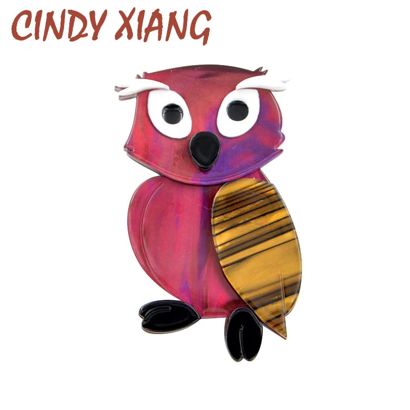 

CINDY XIANG Cute Owl Brooches for Women Acetate Fiber Animal Brooch Pin Acrylic Environmental Jewelry New Fashion 2018 Good Gift