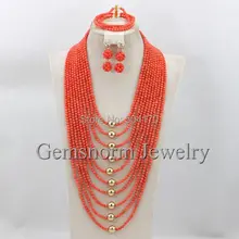 Сказочный 10 слоев африканские коралловые бусины Свадебный комплект ювелирных изделий уникальные свадебные бусы Подарочный комплект ювелирных изделий CNR232