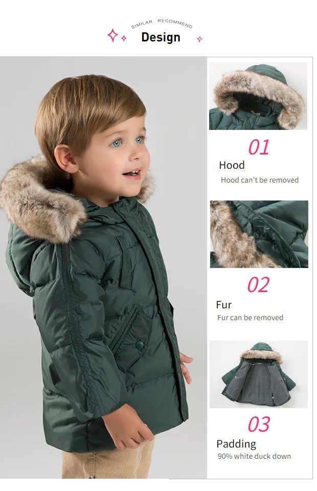DB8828 dave bella/пуховик для маленьких мальчиков детская верхняя одежда с капюшоном эксклюзивное пальто на 90% утином пуху с большим мехом для малышей