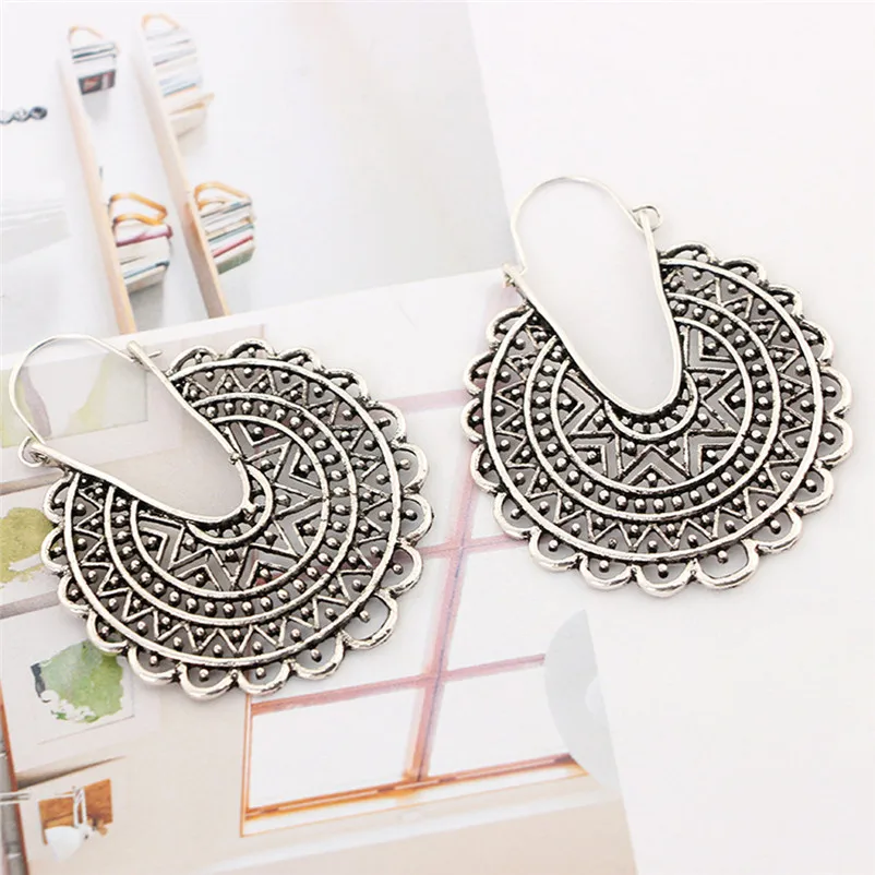 2018 Fashion Earrings for women Boho Lotus Earrings Ethnic Enamel Vintage Hoop Earrings Jewelry Gift Boucle d'oreille 5Y24#N (6)