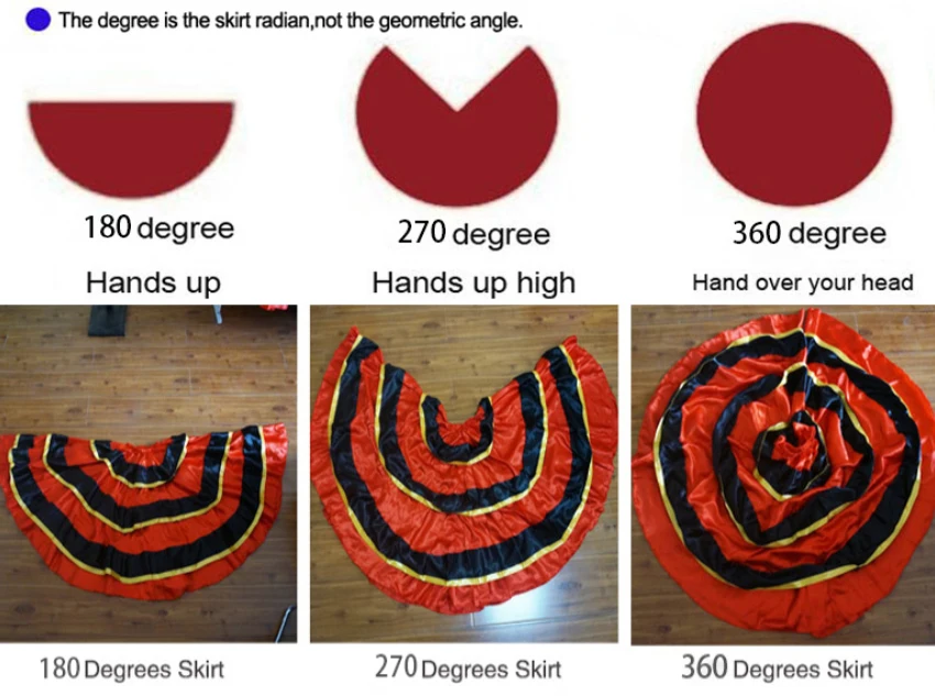 Детские живота и юбки танцевальные для фламенко красный испанский танец юбки костюмы для девочек 360 градусов, 540 градусов, 720 градусов большие юбки
