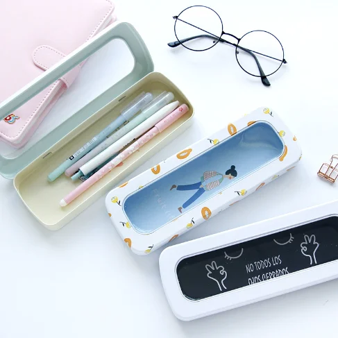 

1Pcs Candy Color Cute Fruit Girl Iron Tin Metal Window Pencil Case Creative Stationery Students Gift School Supply 051