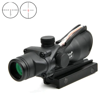 

ACOG 4X32 Hunting Riflescope Real Fiber Optics Grenn Red Dot Illuminated Chevron Etched Reticle Tactical Optical Sight