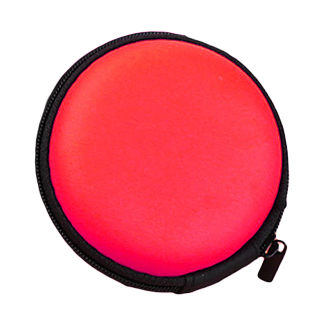 Круглая портативная коробка для наушников Мини молния Жесткий чехол наушники из искусственной кожи чехол сумка для хранения Защитный USB кабель Органайзер - Цвет: Red