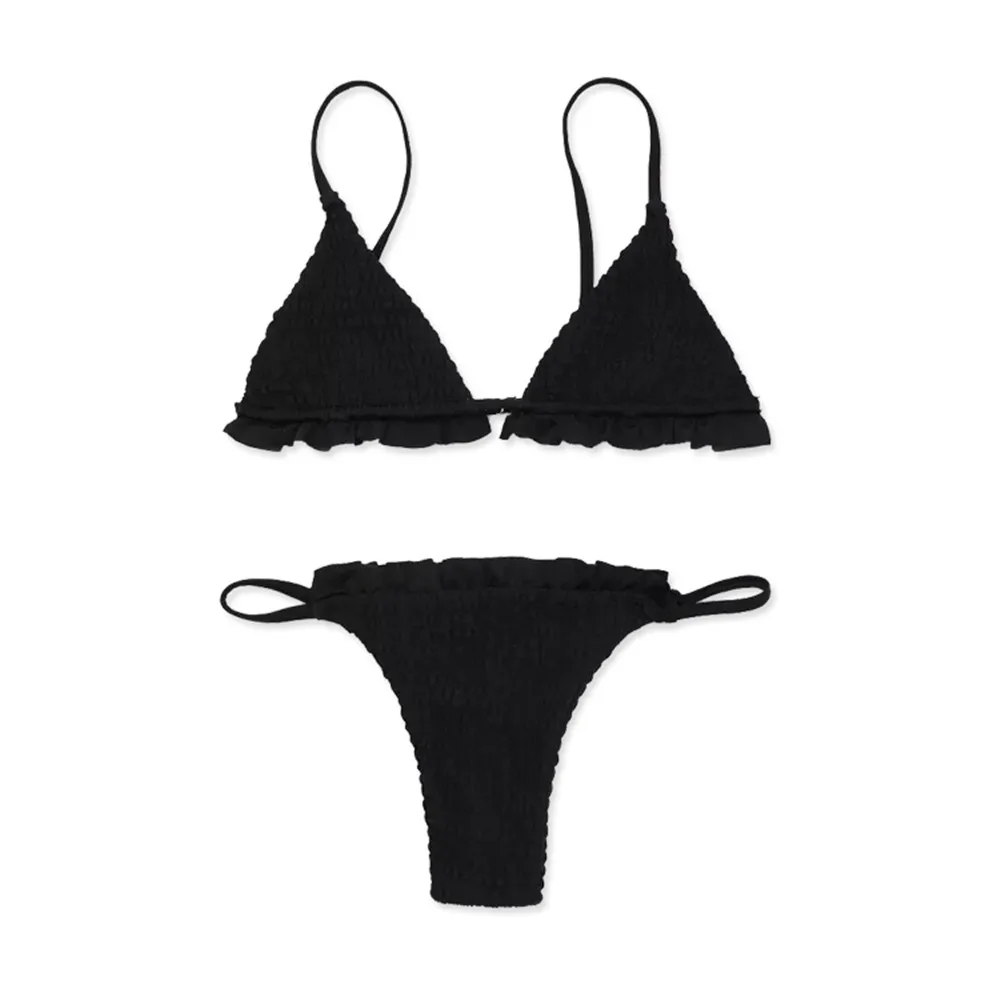 

sexy bikini 2019 Pure color Camisole fold Gather together Swimming Sandy beach bikinis set swimwear women swimsuit biquini mayo