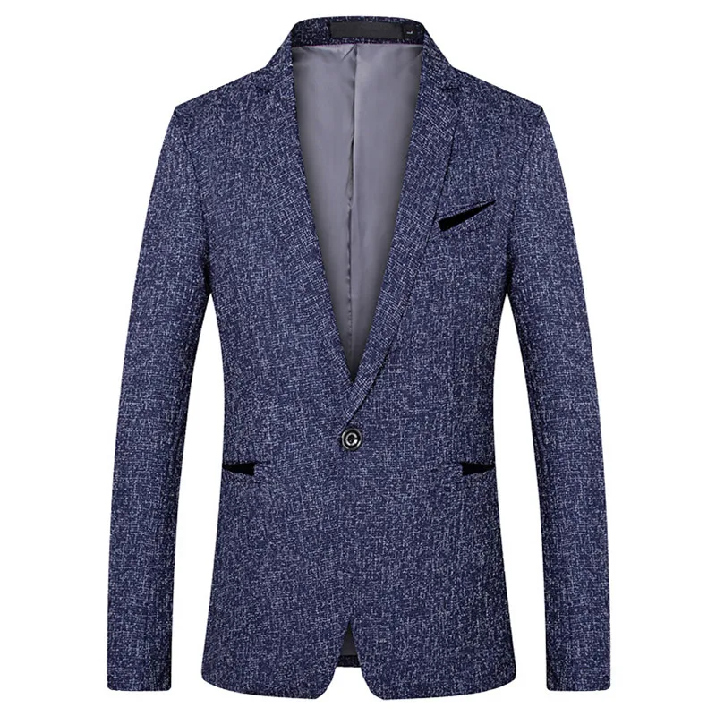 Бренд Мужские Винтажные куртки-блейзеры корейский стиль деловой повседневный мужской блейзер куртки тонкий мужской повседневный костюм куртка черный - Цвет: Синий