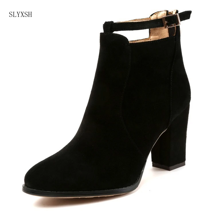 SLYXSH Botas de tacón alto para mujer, de tacón grueso, color caqui, Otoño, 2018|Botas de nieve| -