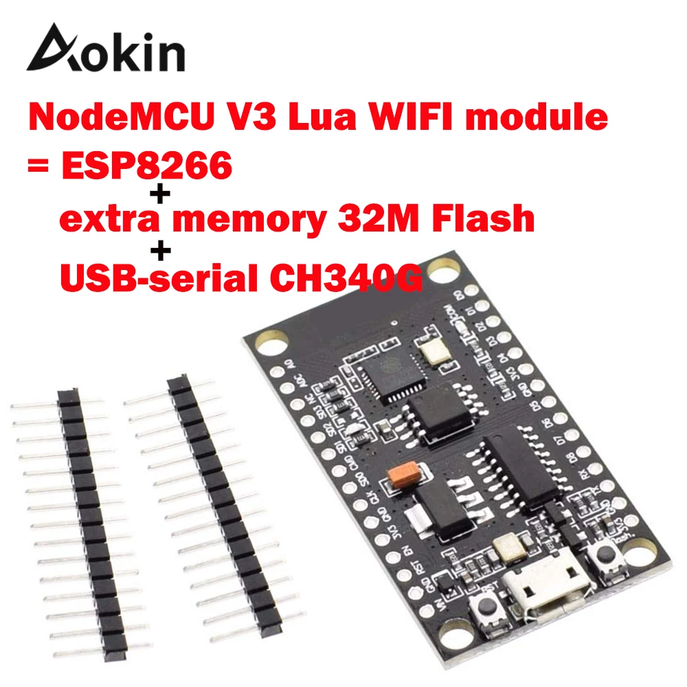 NodeMCU V3 Lua wifi модуль интеграции ESP8266 Дополнительная память 32 м флэш USB-серийный CH340G подходит для Node MCU