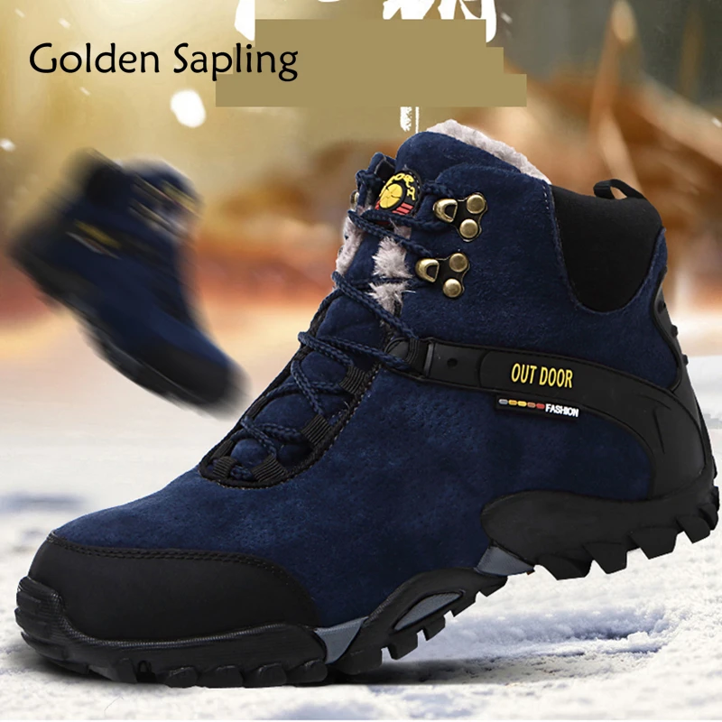 

Golden Sapling Winter Trekking Shoes Men Fur Hiking Boots Waterproof Leather Mountain Boots Man Sneakers Mens Sport Outdoor Shoe