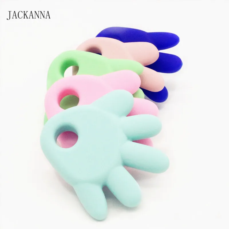 

Silicone Teether Safe Baby Teething Toy Cute Hand Palm Teething Necklace Accessory Nursing Baby Teethers Chew Toys BPA FREE