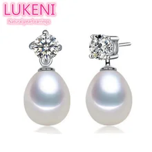 Fashion Pearl jewelry for women Natural Pearl AAAA Zircon 925 Sterling Silver 8-9mm Water Drop Pearl Drop Earrings Free shipping Fashion Pearl jewelry for women Natural Pearl AAAA Zircon 925 Sterling Silver 8-9mm Water Drop Pearl Drop Earrings Free shipping