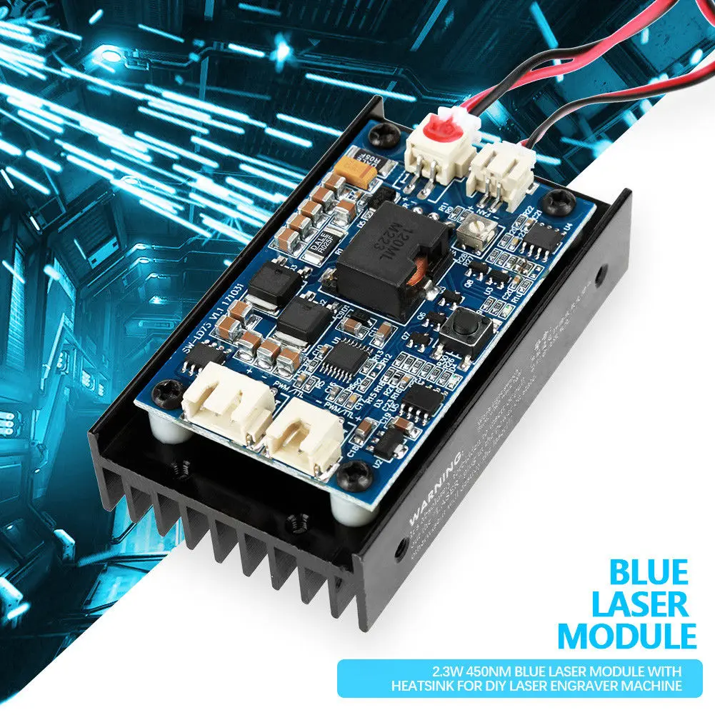Мощный 450nm 15 Вт 5500 мВт синий лазерный модуль DIY лазерная головка для ЧПУ лазерная гравировальная машина и лазерный резак с PWM DA