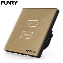 Funry EU standard Touch Switch Light Control Sensor Switch Luxury Wall Switch Panel ST2 2 Gang 170-240V Crystal Tempered Glass