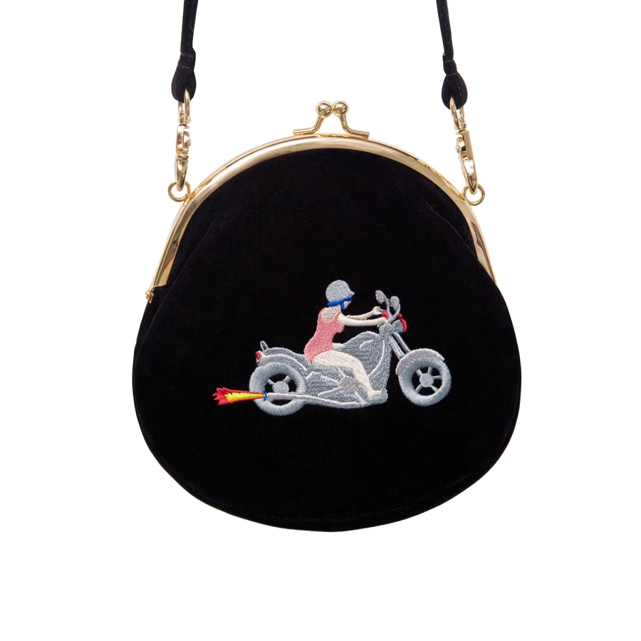  YIZI SToRe Vintage Velvet Embroidery Women Messenger Bags In Semi-circle Round Shape Original Desig - 32303230885