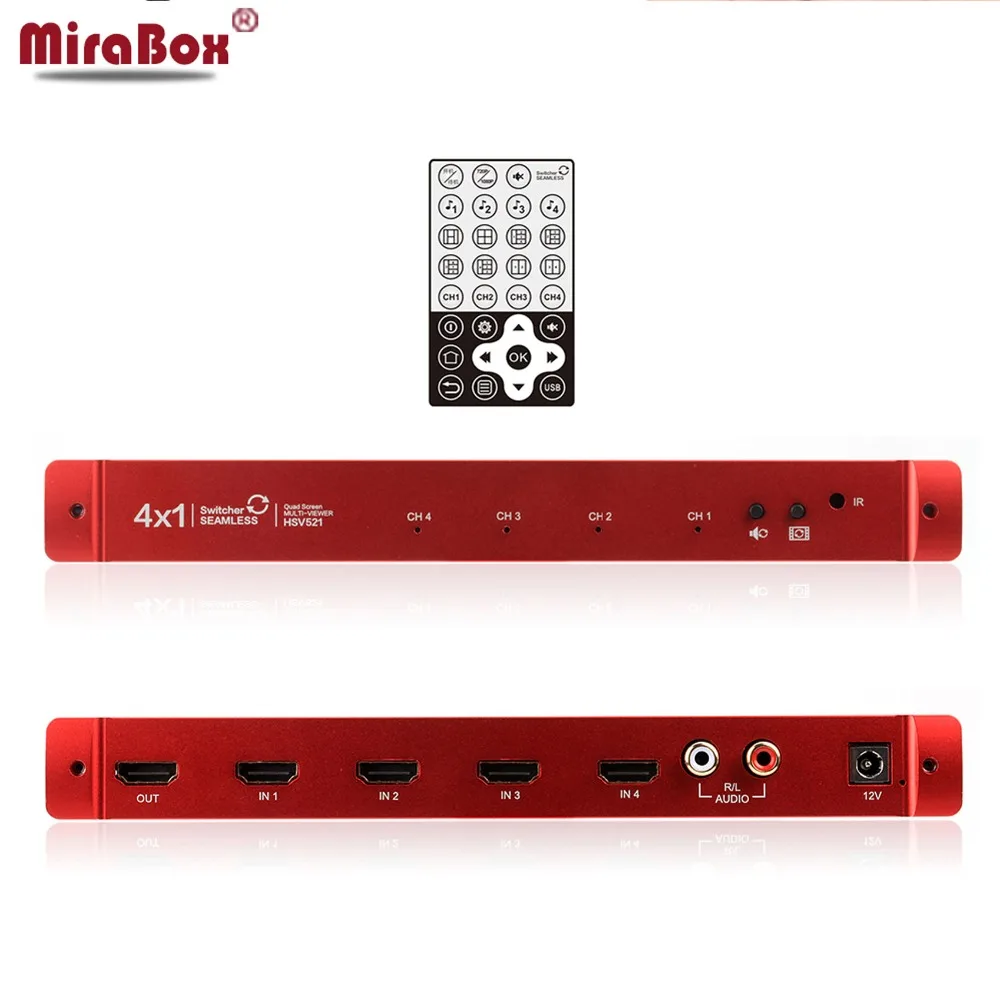 

MiraBox HDMI 1080P Multiviewer With IR Remote Control Quad Screen Real Time HDMI Screen Splitter Switcher for Games/Monitor