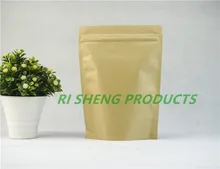 16x24cm,100 X Brown Stand up Kraft paper aluminium foil ZipLock bag,Reusable paper aluminizing mylar foil pouch zipper Grip Seal