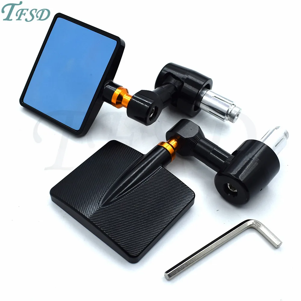 

7/8"22mm Universal square Motorcycle Bar End Rearview Mirrors Rear View Handle Side Mirrors CNC Aluminum For Yamaha Suzuki