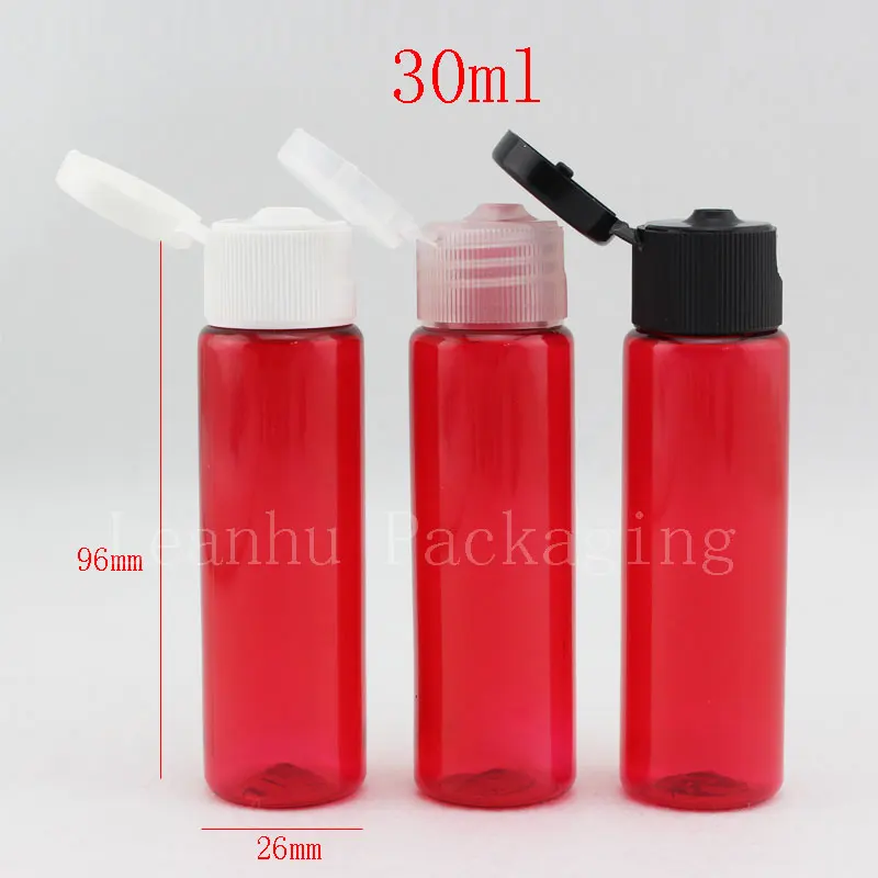 30ml X 100 red travel size empty plastic bottles containers with flip
