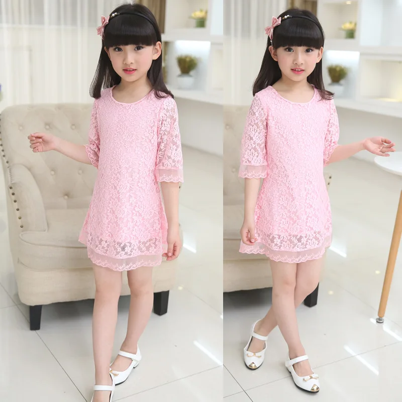 Vestido de Renda Vestido de Princesa Anos de Idade do Bebê Roupas de Menina Crianças 2018 Novo Verão Outono Tamanho Grande Branco Meninas 3 4 6 8 10 12 14 16 18 29 Cheap girls clothes
