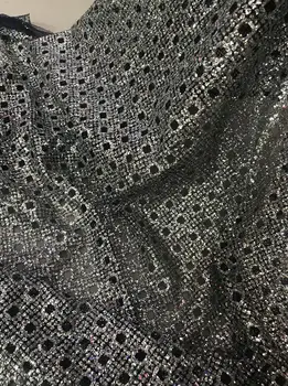 

special French net lace fabric L-121118 glued glitter mesh material for pretty dress