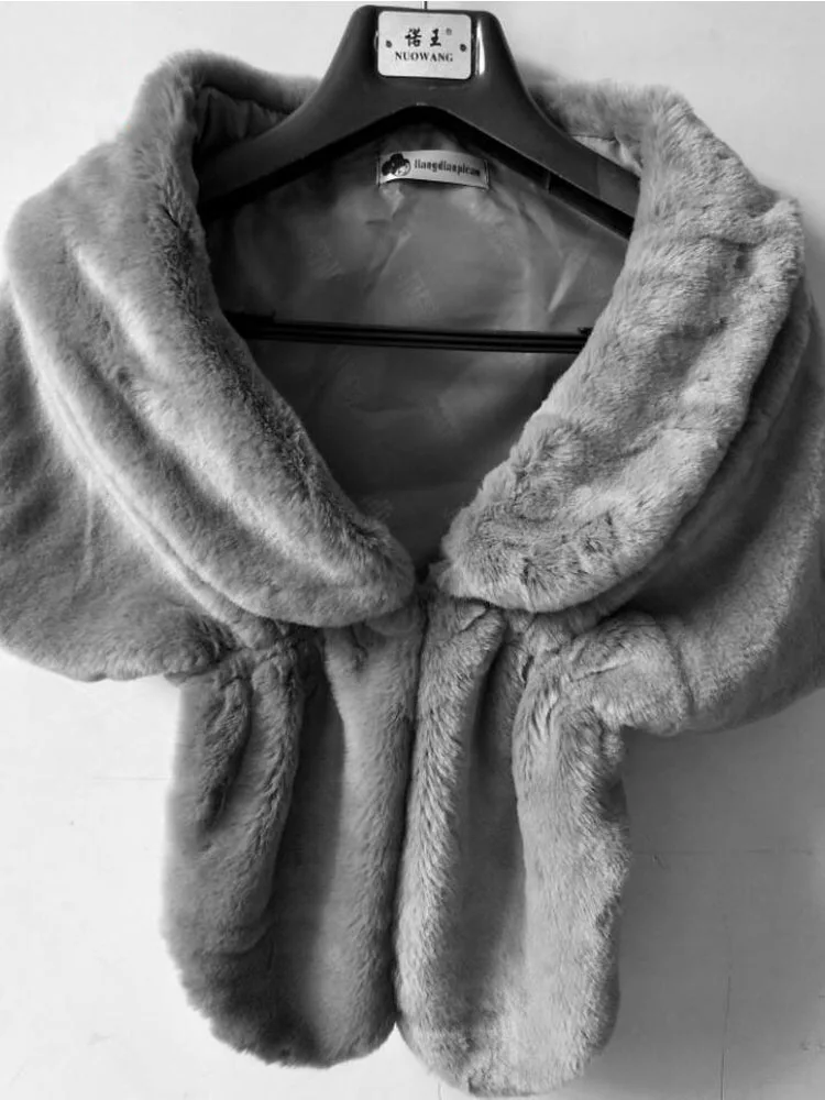 Горячая Распродажа зимняя теплая Свадебная куртка темно серый искусственный мех свадебный палантин шаль Недорогие свадебные аксессуары - Цвет: photo color