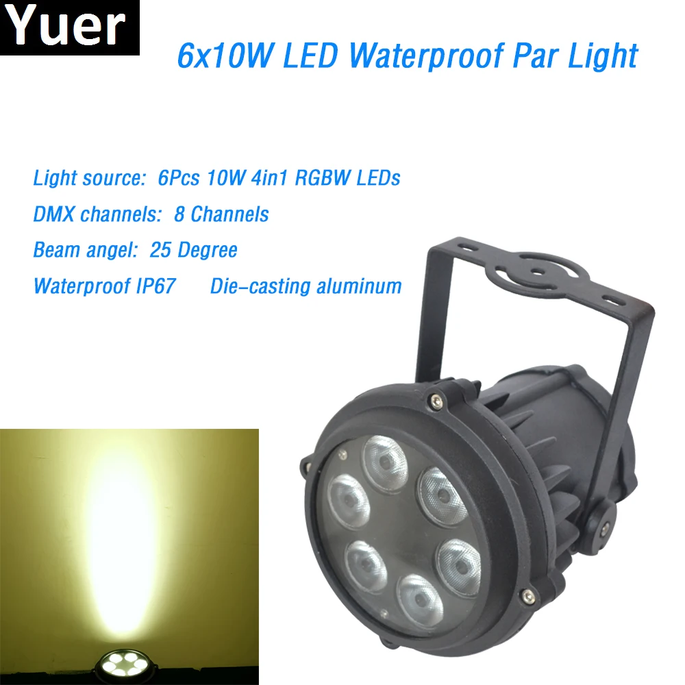 

6x10W RGBW 4in1 Waterproof Led Par Light Die-casting aluminum Outdoor LED Par Can DMX led lamp 8 channels Mini Size for DJ Disco