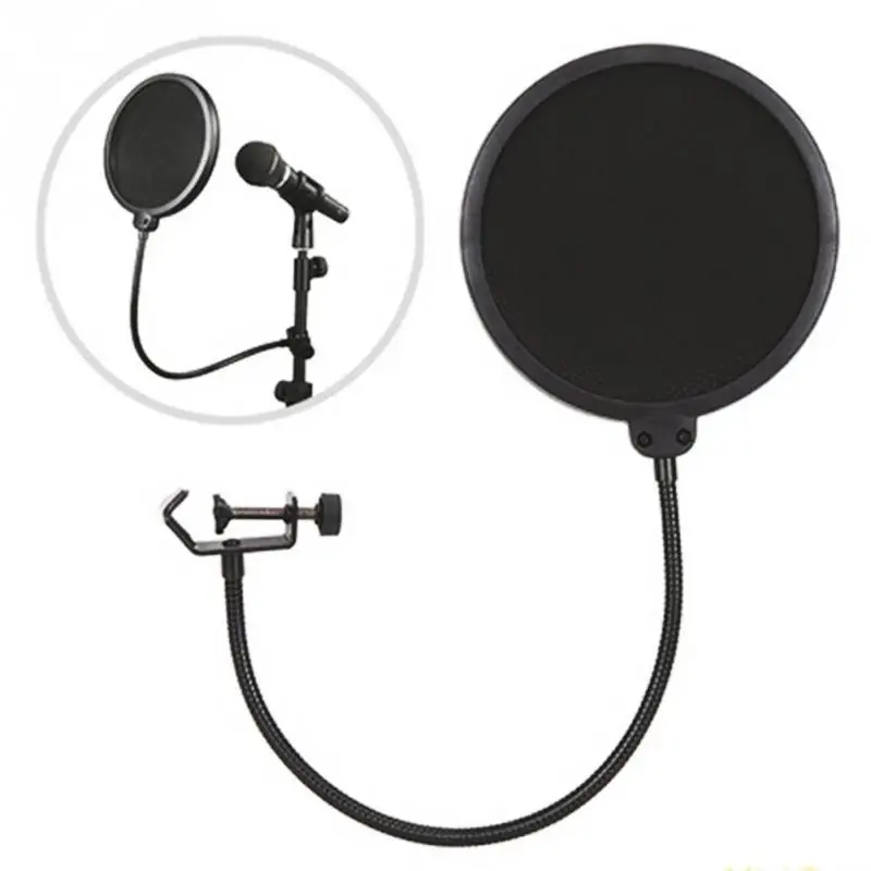 

new Professional MPF-6 6-Inch Microphone Clamp Pop Filter Double Layer Recording Spray Dual Screen Screen Mesh Windscreen Studio