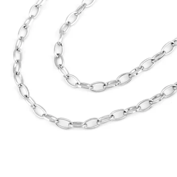 

100% Stainless Steel Oval Chain 4mm Metal Rolo Link Chains Charm For Making DIY Jewelry Sell By Meter Chain No Clasp
