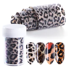 1 рулон леопардовой печати Фольга для обертывания ногтей дизайн слайдеры дизайн ногтей переводные наклейки Набор клей лак украшения Маникюр TR730