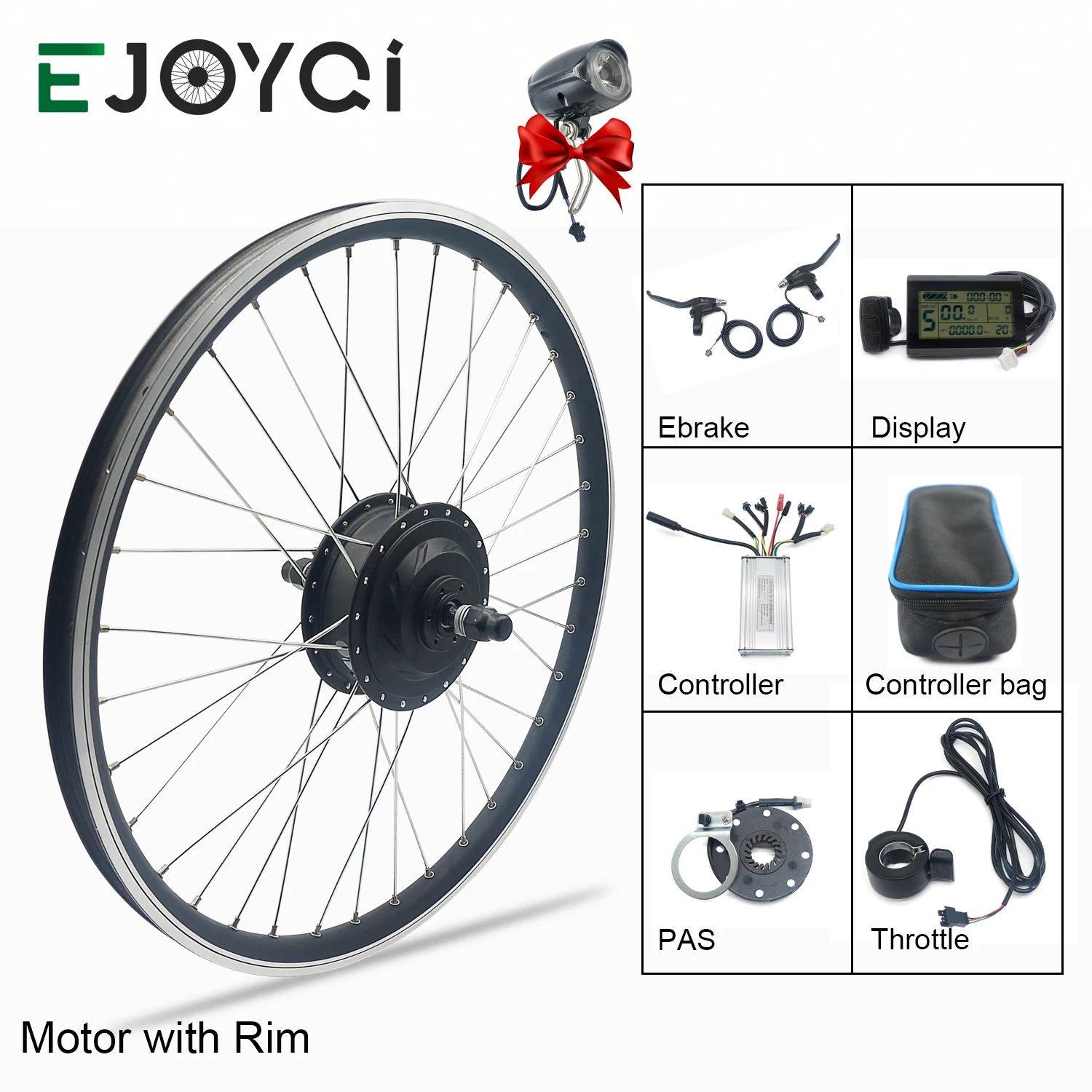 

EJOYQI 36V 48V 350W Front Wheel Hub Motor 26 27 28 700C Inch LCD 3 USB Display Ebike Conversion Kit with Rim
