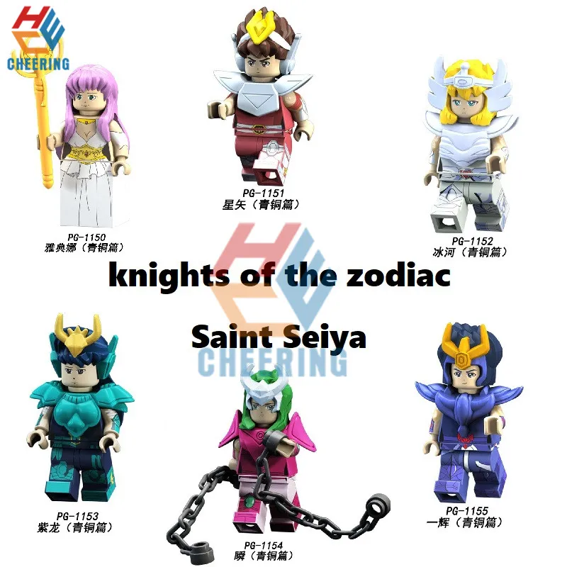 

6Pcs One Set Wholesales Building Blocks knights of the zodiac Saint Seiya Athena Shiryu Glacier Toys For Children PG8128