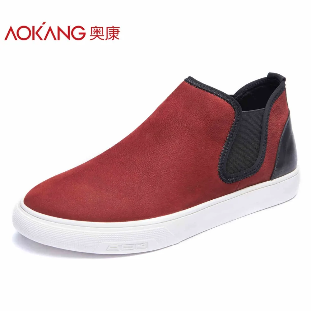 

AOKANG men's casual shoes men genuine leather shoes men's fashion shoes high quality slip on shoes men free shipping