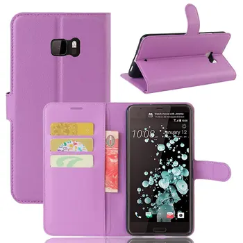 

10pcs/lot Lichi grain wallet PU Leather stand+TPU Cover Case with card slot for HTC U Play /U11/ Ocean Note U Ultra /One X10