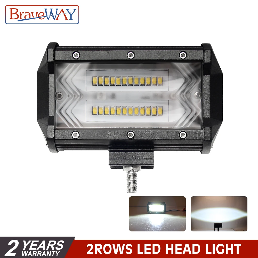 

BraveWay LED Bar 5 inch LED Light Bar Work Light for Driving Offroad Boat Car Tractor Truck 4x4 SUV ATV 12V 24V Off Road 72W