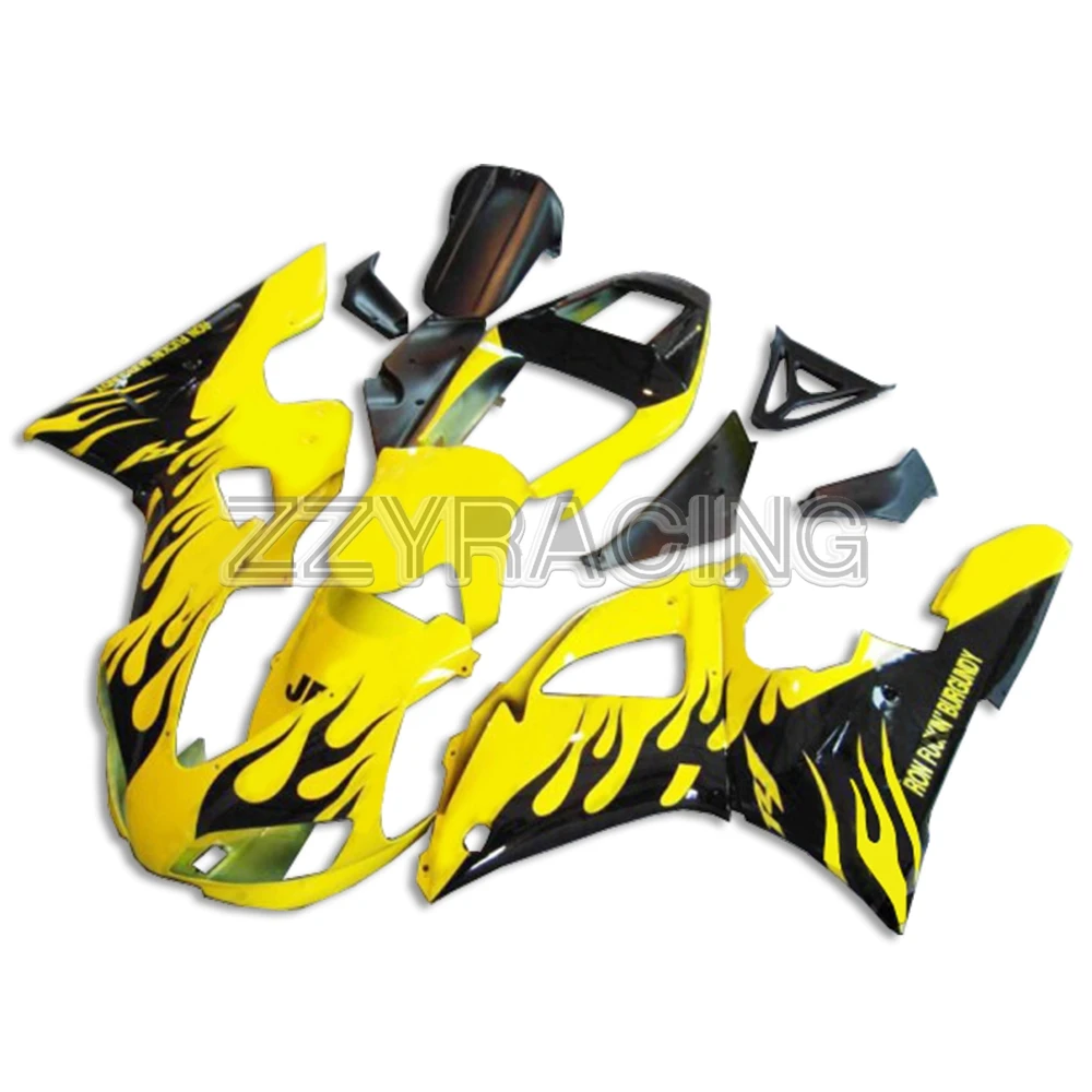 

Injection Fairings for Yamaha YZF R1 1998 1999 Panels YZF1000 98 99 Complete Kit Yellow with Black Flames New Body Work