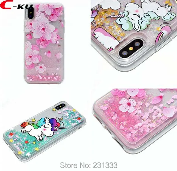 

C-ku Glitter Liquid Quicksand Soft TPU Case For Iphone X XS 8 7 PLUS 6 6S 5 SE 5S For LG V30 Flower Clear Skin Fashion 1pcs