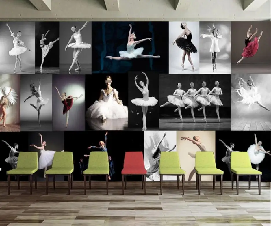 Beibehang современный минималистский 3D фото танцевальная комната балетные костюмы Йога studio Настенные обои оздоровительный массаж модные