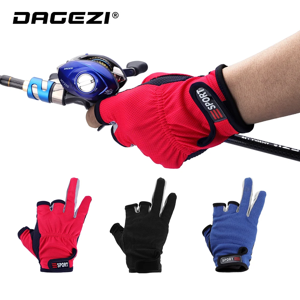 Dagezi Antislip Fishing Glove Soft And Breathable Three Finger Cut Gloves For Fishing Cycling