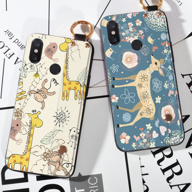 

Strap Rope Phone Case For XiaoMi Mi 8 Pro Explorer Mi 8 Lite Lanyard Stand Cover For Xiaomi Mi 8 9 SE Mi Play Soft Relief Coque