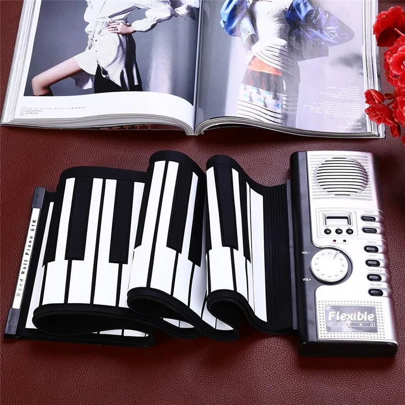 Teclas de Teclado Teclas de Silicone Portátil Rolante Flexível Midi Teclado Digital Macio Piano Eletrônico Rolo Acima 61