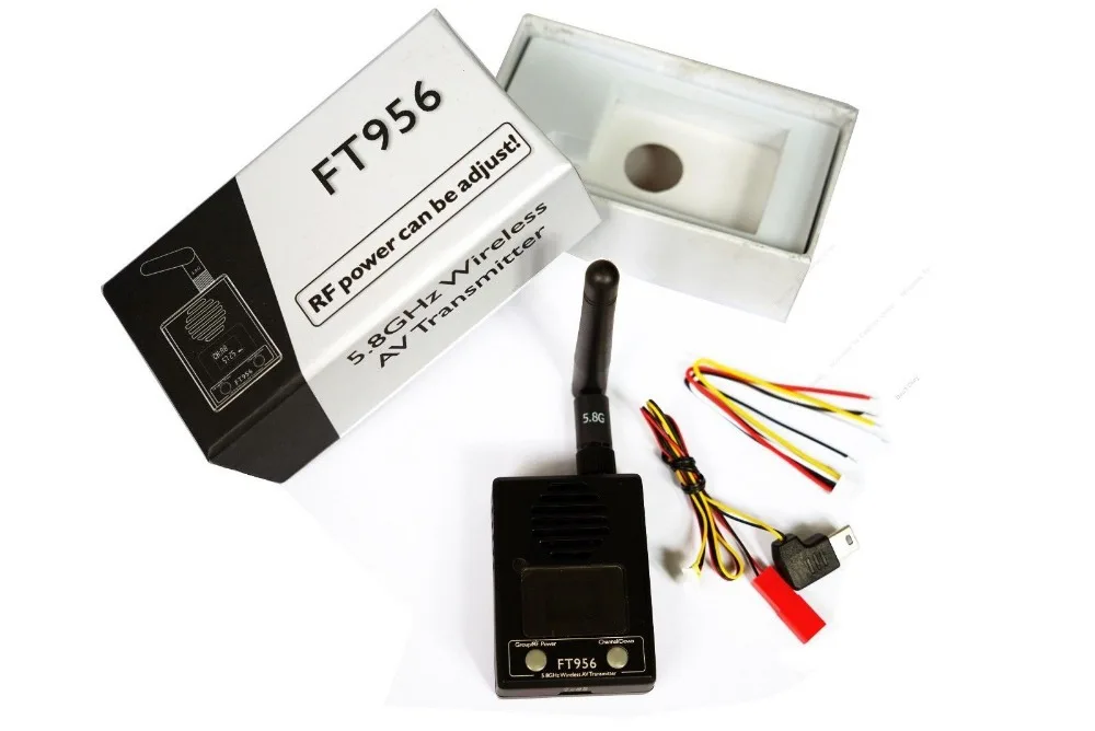 

Free Shipping!FT956 5.8Ghz 8 RF Power Adjust FPV AV Wireless Transmitter 25-800mW 32ch 35g LCD