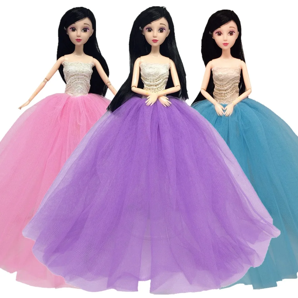 

NK One Pcs 2019 Newest Doll Dress Full Lace Fashion Wedding Dress Princess Gown For Barbie Doll Best Accessories 002A