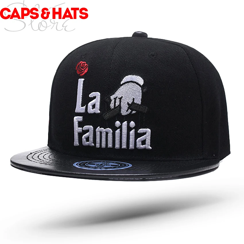 

2019 La Familia Leather Snapback Hat Running Baseball Cap Men Stone Is Land Full Caps Muts Black Hats Caps Men